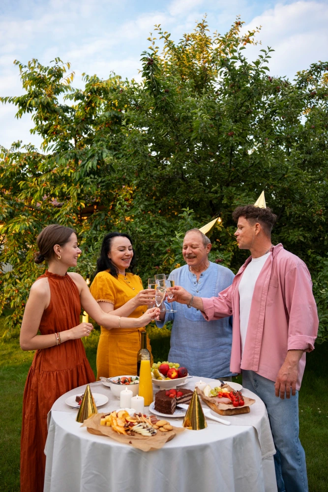 Family celebration in the garden