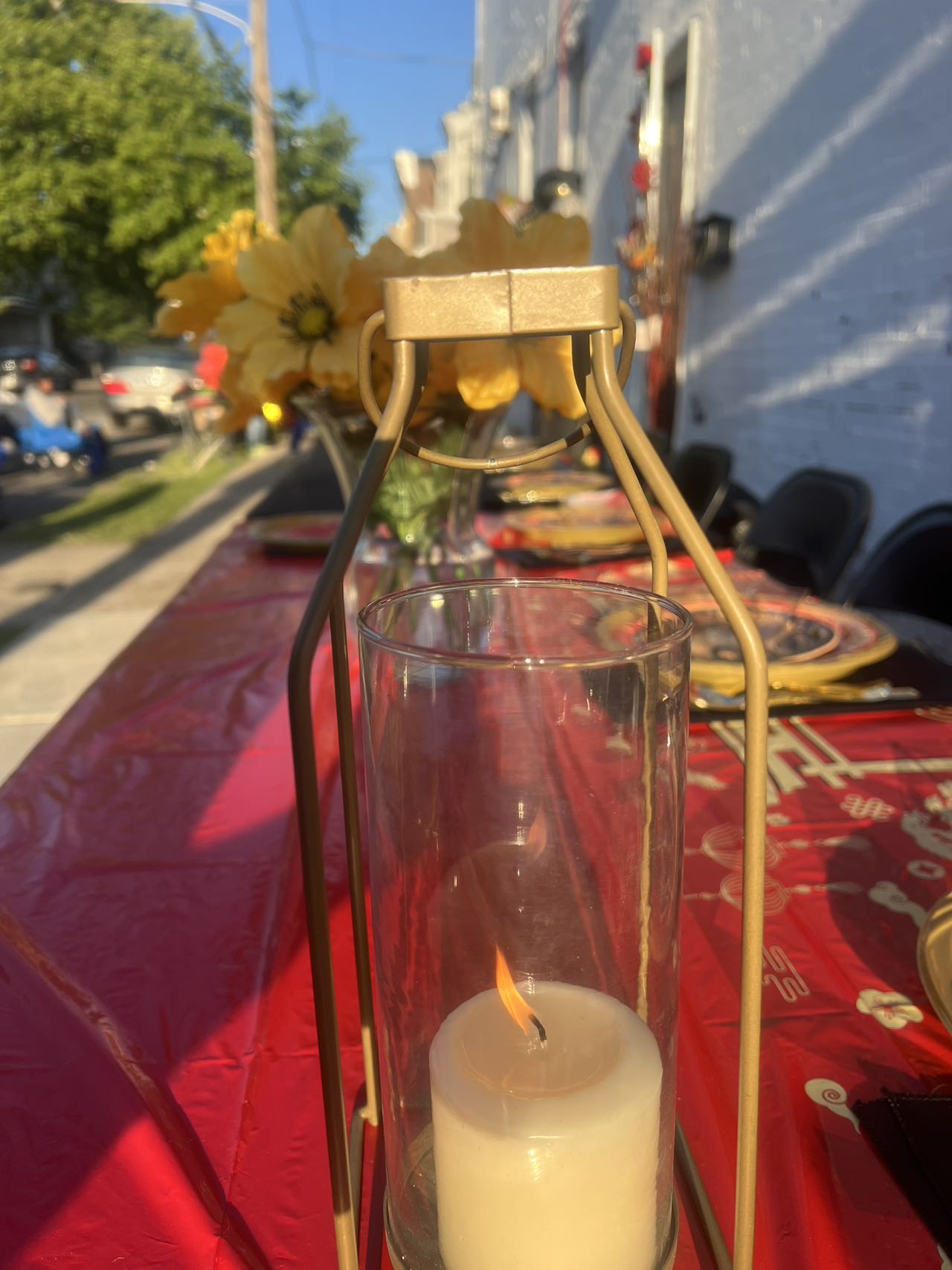 Festive outdoor table set for a celebration